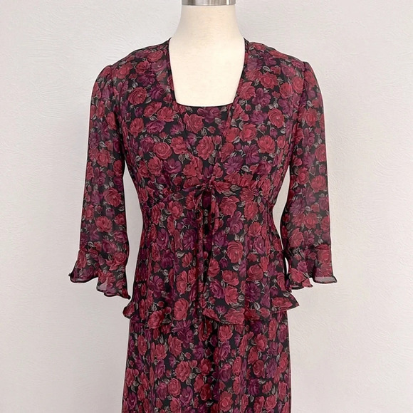 Vintage Positive Attitude 2-Piece Floral Set Dress Size 6 - Picture 1 of 12